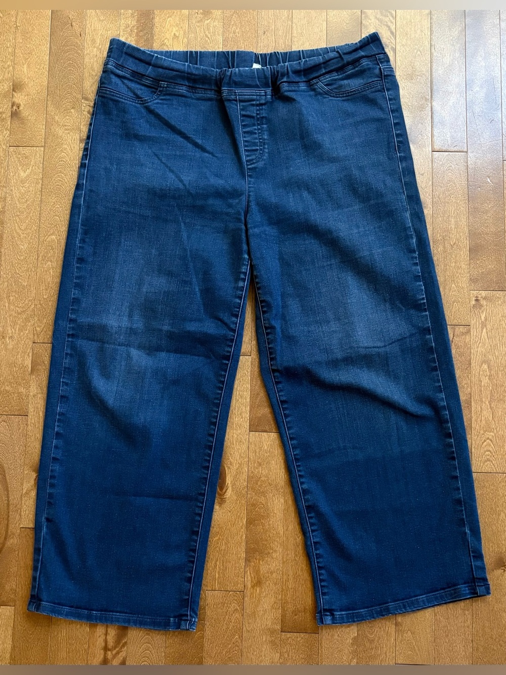 Eileen Fisher Organic Cotton Stretch Wide Leg Pull-On Jeans - Size Large
